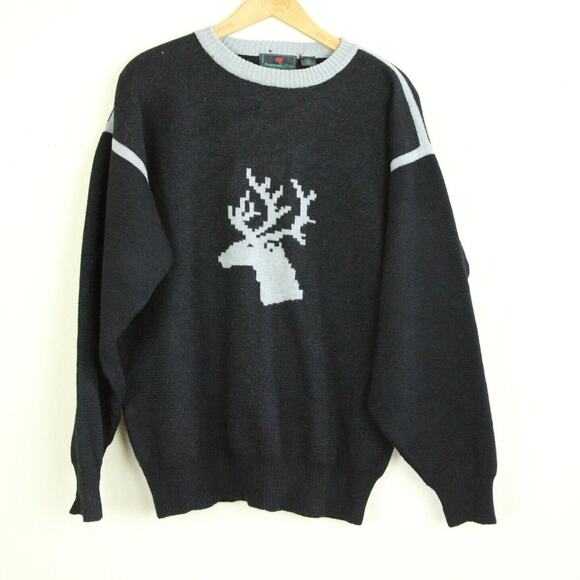 Abercrombie & Fitch Other - Vintage Abercrombie & Fitch Wool Sweater Mens XL Stag Head Deer Intarsia L/XL 48